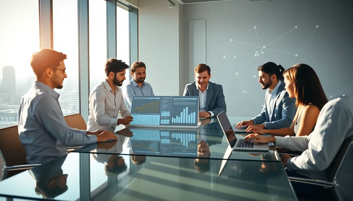 diverse team collaborating on software quality assurance in a modern office.