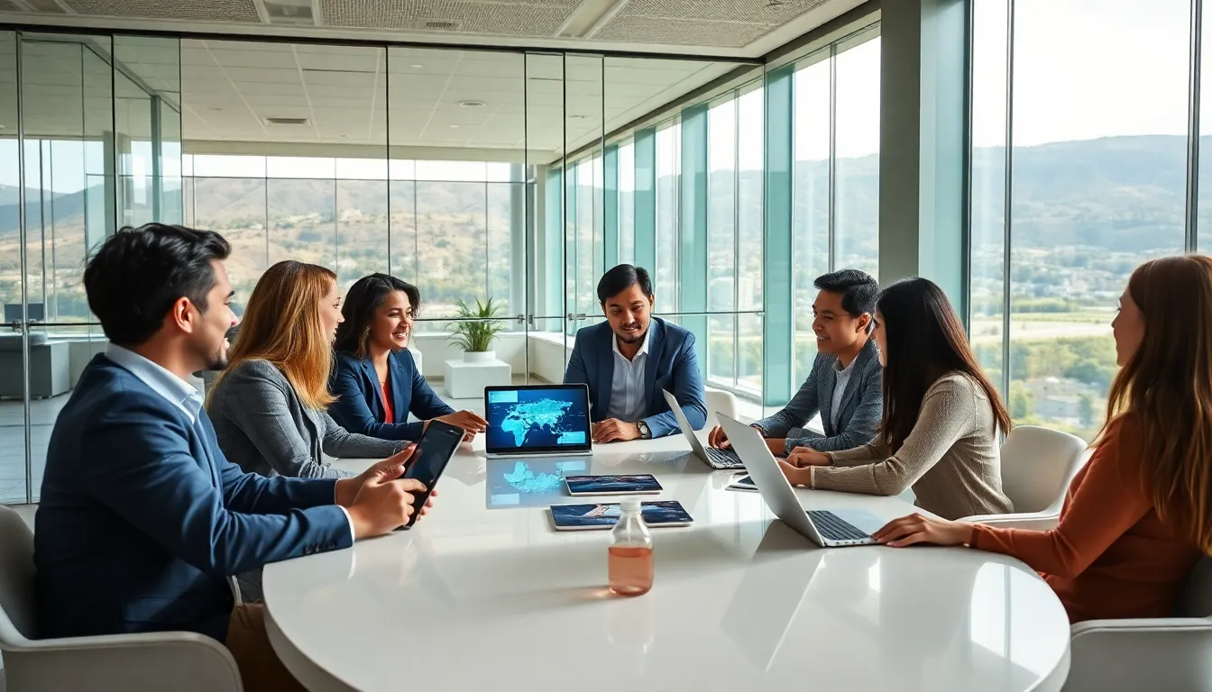 diverse team collaborating in a modern Silicon Valley office.